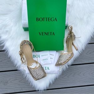 Bottega Veneta Sparkle Stretch Lace Up Sandal